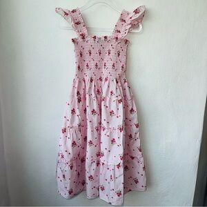 Girls Pink Floral Smocked Sundress